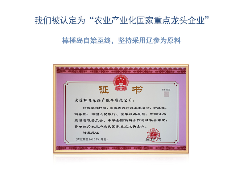 棒棰岛重点企业证书